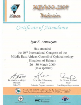 Сертификат. 2009 год