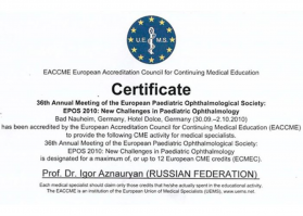 Сертификат. 2010 год